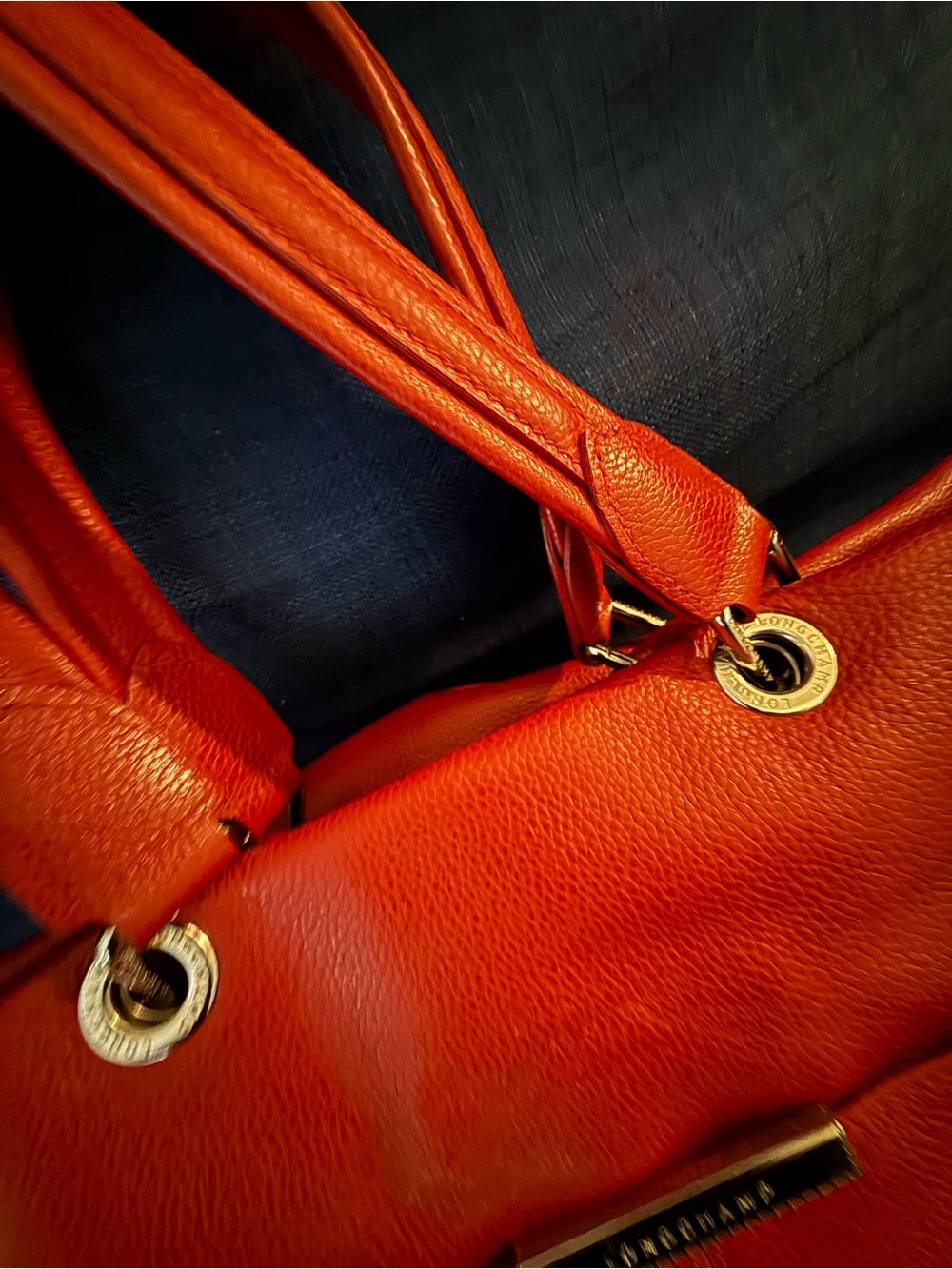 Longchamp Le Foulonne Red Leather Tote with Dual Handles and Shoulder Strap - Picture 10 of 16
